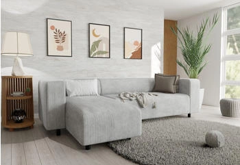 S-Style M&ouml;bel Ecksofa Ottomane Gustav Cord-Stoff bequemem Sitz Hellgrau