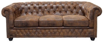 Riess-Ambiente 3-Sitzer-CHESTERFIELD antik braun Sofa Microfaser-Holz Federkern 205x73x85 cm