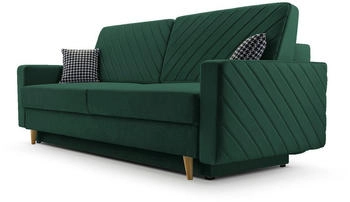 Möblo Schlafsofa CALIFORNIA Wohnlandschaft Velours Dunkelgrün (KRONOS 19) 230x96x97 cm