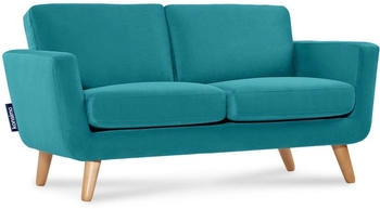 Konsimo 2-Sitzer-TAGIO Sofa Scandi-Stil Armlehnen Gestell Massivholz türkis türkis