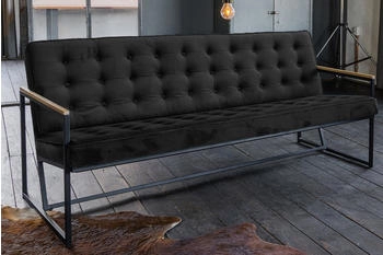 Kawola Sofa ARLY Polsterbank Velvet schwarz 173x80x77 cm
