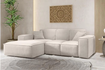 Kaiser Möbel Ottomane Ecksofa Eckcouch L -SIENA stoff Poso Beige