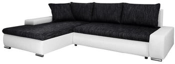 Beautysofa Polsterecke Teo L-Form links Kunstleder-Schwarz/weiß (berlin 02 + madryt 120) 265x85x185 cm