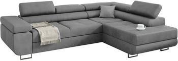 Kreative Furniture & Design Ecksofa Miami L-Form mit Schlaffunktion Hellgrau Ottomane Links 272x203x88 cm