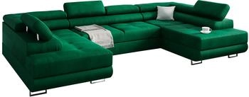 Kreative Furniture & Design Ecksofa Miami U Eckcouch mit Schlaffunktion 338x203 cm Grün