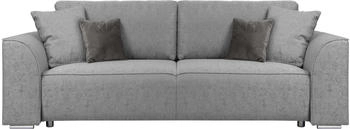 INOSIGN 3-Sitzer Beatrice Schlafsofa grau 250x92x107cm mit Bettfunktion/Bettkasten incl. 2 Zierkissen grau