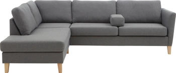 Atlantic Home Collection Ecksofa Mailo L-Form grau 255x82cm mit Seitentaschen und Ottomane mit grau