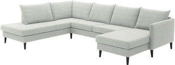 Atlantic Home Collection Wohnlandschaft Rekvik U-Form 308x79cm mit Wellenunterfederung mit hellgrau
