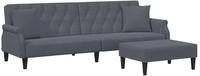 vidaXL Schlafsofa 2-Sitzer mit Kissen und Fu&szlig;hocker Hellgrau Samt