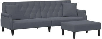 vidaXL Schlafsofa 2-Sitzer Mit Kissen Und Fu&szlig;hocker Samt Hellgrau (3216219)