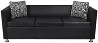 vidaXL Sofa 3-Sitzer Kunstleder Schwarz