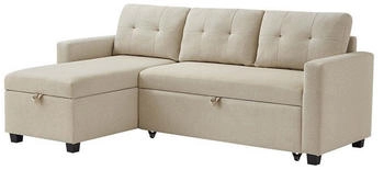 VitaliSpa Ecksofa Campina Links Beige Schlaffunktion 226x86x163 cm