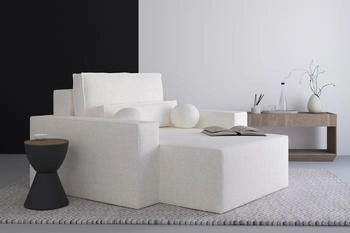 Möblo Chaiselongue Denver-Bouclé Ultimativer-Komfort weiß