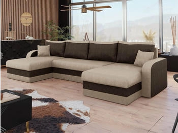 Mirjan24 Wohnlandschaft Kris U drei U-Form Kissen-Set Alova 07 + Alova 68 304x80x140 cm