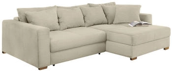 luma-home Ecksofa 15154 Dauerschl&auml;fer- Federkern Ottomane Cord Beige Grau 288x86x186 cm