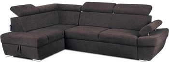 Konsimo Ecksofa RATLO verstellbare Armlehne/Kopfstütze marineblau/braun 270x82x190 cm