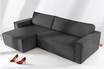 Konsimo Ecksofa NAPI Universal- Pet Friendly Cord-Stoff dunkelgrau 246x89x148 cm