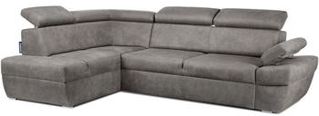 Konsimo Ecksofa RATLO verstellbare Armlehne/Kopfstütze silber 270x82x190 cm