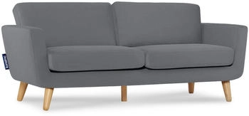 Konsimo 3-Sitzer-TAGIO Sofa 3 Personen Armlehnen Scandi-Stil Massivholz grau