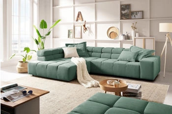 Kawola Ecksofa NEVADA Sofa Feincord grün 319x82x215 cm