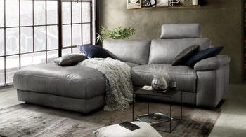 Kawola Ecksofa LOLA Sofa Stoff od. Leder-Recamiere grau 233x82x178 cm