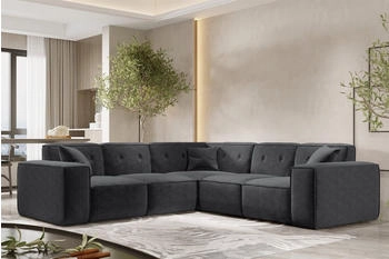 Fun Möbel Ecksofa ersofa CESINA Stoff Universal inkl. 3 Zierkissen Anthrazit