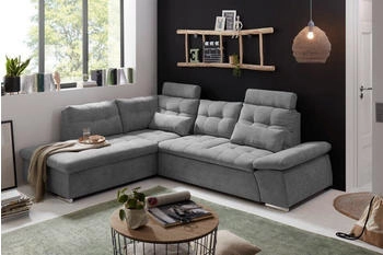 ED EXCITING DESIGN Ecksofa Nalo 2 Kopfstützen Dark grey 260x103x219 cm