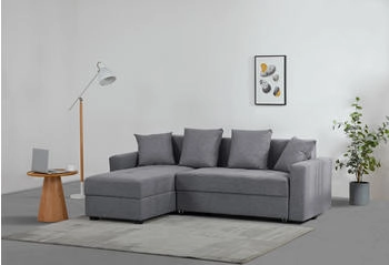INOSIGN Ecksofa KILLAM 217 cm L-Form mit Schlaffunktion u. Bettkasten grau anthrazit 217x85x154cm Recamiere beidseitig montierbar