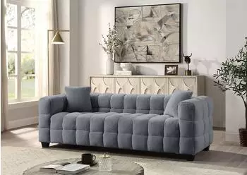 Atlantic Home Collection 3-Sitzer STELLA 206x63x79cm inkl. 2 Zierkissen und mit modernem Teddy Stoff grau