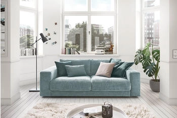 Kawola Sofa MADELINE Cord 2-Sitzer-od. 3-Sitzer-hellblau 230x85x127 cm