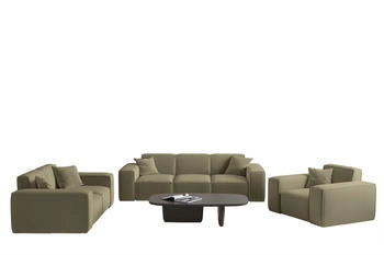 Fun Möbel CELES PREMIUM Sofaset 3-2-1 Stoff Opera Velvet Olivgrün