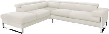 Willi Schillig Ecksofa finn 281x71x230 cm Longlife Xtra-Leder Z59 Ottomane links ohne Kopf/-ohne Sitztiefenverstellung weiß (weiß z59)