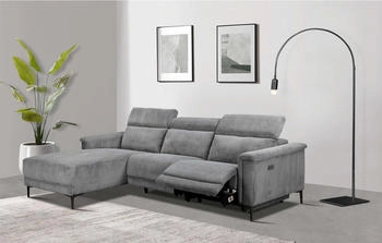 Places of Style Lund 261x97x179cm rechts Relaxfunktion elektrisch grau