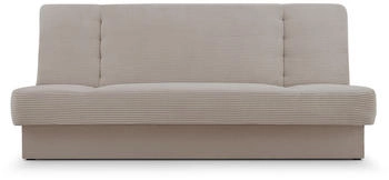Möblo Schlafsofa CYPRUS Cord Klappsofa Clic-Clack Federkern Polstersofa Cord mit Schlaffunktion/Bettkasten 192x85x92 cm Beige (Poso 02+Paros 02)