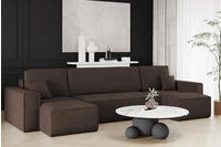 Ecksofa Mit Schlaffunktion Und Bettkasten, Sofa U-form, Couch U-form Best Cord Braun