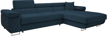 Mirjan24 Ecksofa Torezio Mini Cord, mit Bettkasten und Schlaffunktion, Einstellbare Kopfstützen, 280x170x70-90 cm, Poso 05