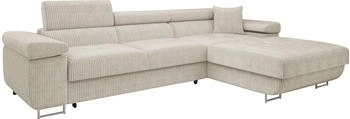 Mirjan24 Ecksofa Torezio Mini Cord, mit Bettkasten und Schlaffunktion, Einstellbare Kopfstützen, 280x170x70-90 cm, Poso 100