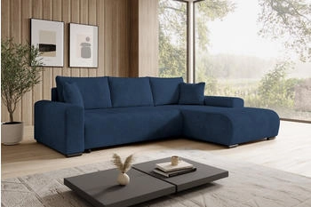 M&ouml;bel Kraft storez24 Ecksofa Nelly, mit Bettkasten und Schlaffunktion, Cordstoff, L-Form, bequem, Blau (Poso 05)