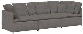 vidaXL Sofa Modulares Sofa mit Kissen Cordstoff Hellgrau, Hellgrau