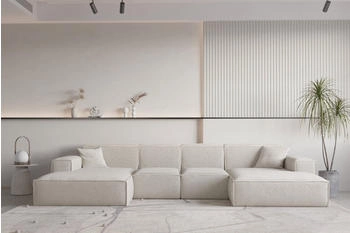 Fun Möbel Wohnlandschaft U-Form CELES PREMIUM XS, Breite 342 cm, inkl. 2 Zierkissen, Beige