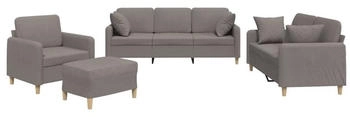 vidaXL Sofa, 4-tlg. Sofagarnitur mit Kissen Taupe Stoff
