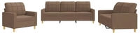vidaXL 3-tlg. Sofagarnitur mit Kissen Braun Stoff