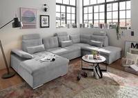 ED EXCITING DESIGN Wohnlandschaft "Jakarta U-Form mit Bettfunktion, Bettkasten"