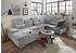 Stella Trading Black Red White Wohnlandschaft Schlaffunktion, 3 Kopftützen, light grey - 324x107x170/218 (BxHxT)