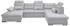 Stella Trading Black Red White Wohnlandschaft Schlaffunktion, 3 Kopftützen, light grey - 324x107x170/218 (BxHxT)