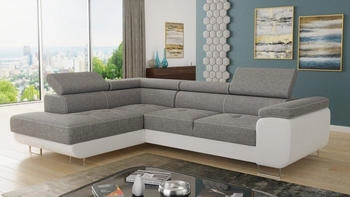 Sofnet Ecksofa Caris, mit Schlaffunktion und Bettkasten, Wohnlandschaft mit einstellbare Kopfstützen, Schlafsofa, Soft 017 + Sawana 21