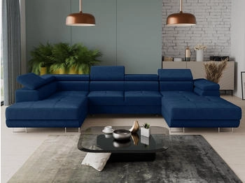 Sofnet Wohnlandschaft Caris U, mit Schlaffunktion und zwei Bettkästen, Ecksofa mit einstellbare Kopfstützen, Schlafsofa, U-form Couch, Kronos 09