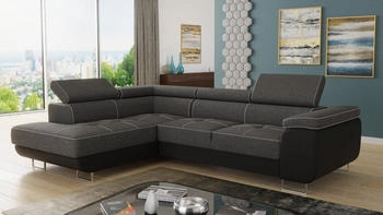 Sofnet Ecksofa Caris, mit Schlaffunktion und Bettkasten, Wohnlandschaft mit einstellbare Kopfst&uuml;tzen, Schlafsofa, Soft 011 + Sawana 05
