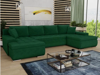 Sofnet Wohnlandschaft Faris U, mit Schlaffunktion und Bettkasten, Ecksofa, U-Form Couch, Schlafsofa mit Wellenfeder, Kronos 19