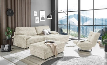 Stella Trading ED EXCITING DESIGN Ecksofa Princeton, mit oder ohne Hocker bestellbar, ivory